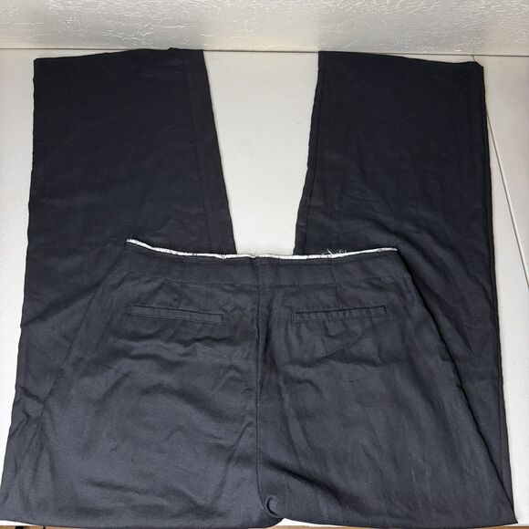 MNG by Mango Black Pleated Trouser Pants Womens 8 Contrast Trim Wide Leg Hi Rise - Picture 9 of 12